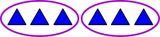 6 triangles split into two sets of three triangles