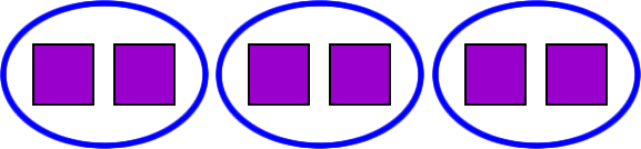 6 squares split into 3 sets of 2 squares